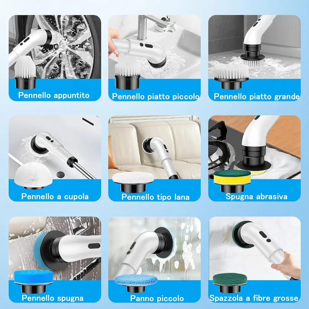 ⚡ Spazzola Elettrica Rotante Multifunzione IPX7 – Ricaricabile - immagine 3